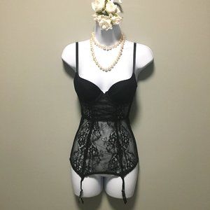 💕 Black Lace Bustier 💕with Garters Size XS